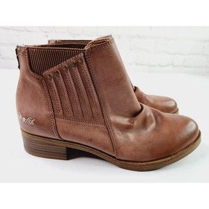 BLOWFISH Malibu Vada Ankle Boot 8.5 Slate Local Sheriff (Tan) Back Zip 1.5" Heel